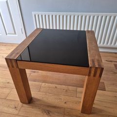 Solid wood coffee table glass top