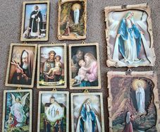 Ten Catholic Italian 3D pictures plaques, Religious devotional items, Our Lady Padre Pio