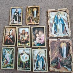 Ten Catholic Italian 3D pictures plaques, Religious devotional items, Our Lady Padre Pio