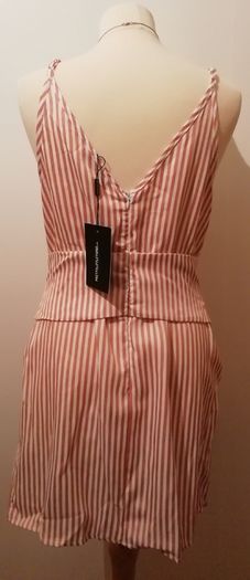Pretty Little Thing Rust Stripe Tie Waist Dress New With Tags  Size UK12 CAN POST