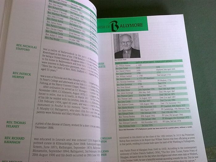 The secular priests of the Diocese of Ferns Ireland Irish genealogy Wexford