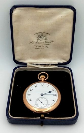 An Antique 9K Gold Double-Cased Pocket Watch.