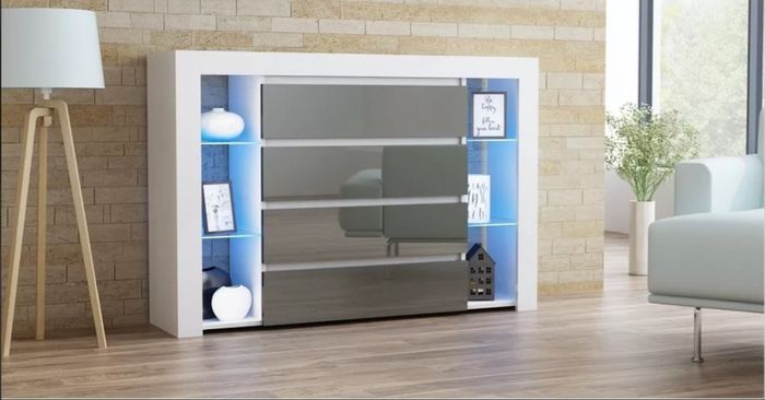 LED Sideboard With 4 Drawers Modern Sideboard With LED lights LED Cabinet Living Room High Gloss Sideboard