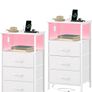 3 Drawers Chest of Drawers for Bedroom with Charging Station and LED Light Image 9