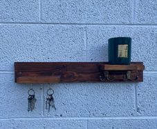 Handmade Wooden Wall Hook Rack | Rustic Key Holder / Coat Hooks
