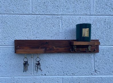 Handmade Wooden Wall Hook Rack | Rustic Key Holder / Coat Hooks