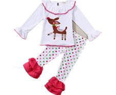 Polka Dot Reindeer Tunic and Legging Christmas Outfit