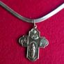 Vintage France Gold Plated Lourdes Pectoral  Cross and Chain Image 8