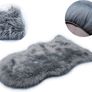 FREE EXPRESS SHIPPING Faux Fur Soft Fluffy Single Sheepskin Stule Style Rug, Faux Fleece Chair Cover Seat Pad Soft Fluffy Shaggy Area Rugs for Bedroom Sofa FloorGray, 60 X 90 CM Image 2