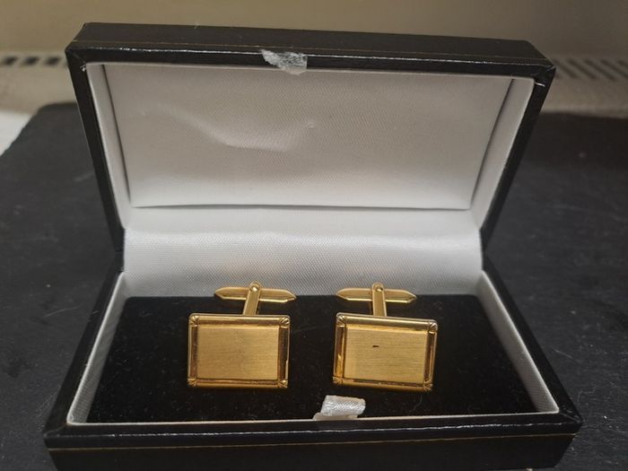 Gold Tone Rectangular Cufflinks with presentation box