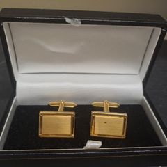 Gold Tone Rectangular Cufflinks with presentation box