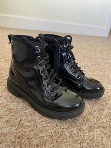 Next Girls Black Patent Boots. Size 12.5. See 2 pics