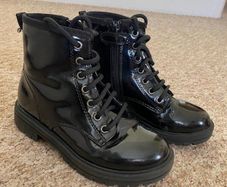 Next Girls Black Patent Boots. Size 12.5. See 2 pics