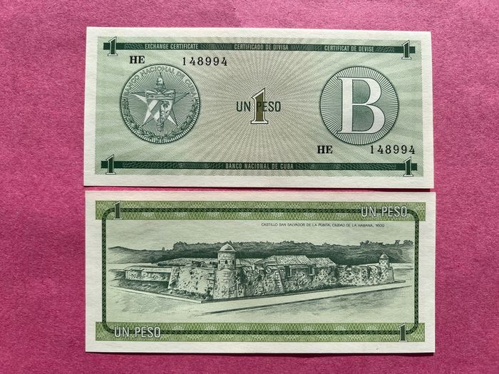 Cuba. 1 Peso Pfx6. 1986  Series B . ( Uncirculated )