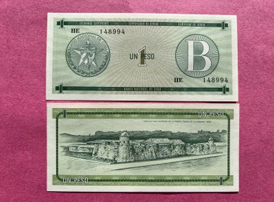 Cuba. 1 Peso Pfx6. 1986  Series B . ( Uncirculated )