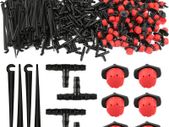 300Pcs Automatic Drip Irrigation Kit Garden Watering System Adjustable Micro Irrigation Dripper Sprinklers, Tee Pipes, Hose Support Stakes for 4/7mm Hose Irrigation System