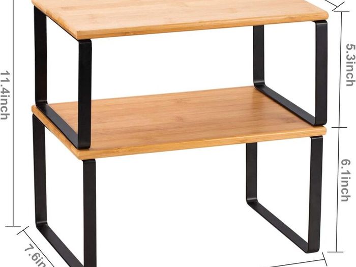 Bamboo Kitchen Cabinet Counter Shelf Organiser Cupboard Organiser - Brand New