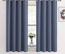 NEW SALE | Blackout Curtains for Bedroom - Eyelet Top Window Treatment Curtain 2 Panels for Energy Saving Decorative Door Curtains, 46 inch x 54 inch (Width x Length), Haze Blue