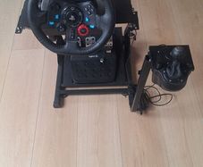 Logitech G29 wheel, pedals, shifter, mounting rig