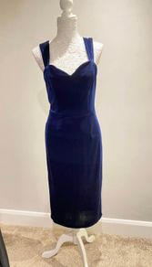 Midnight blue velvet dress