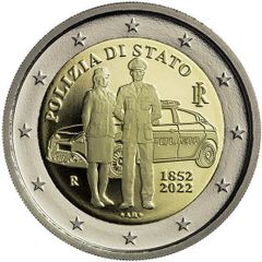 Italy 2 Euro Commemorative Coin 2022 -170th Anniversary of Foundation of the Italian National Police. Uncirculated.