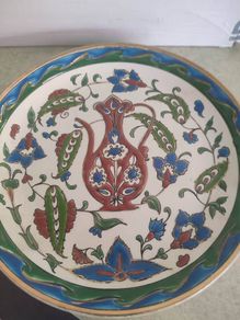 Handmade Hanging PLATE Manousakis Keramik Rodos Floral Vintage Plate from Greece