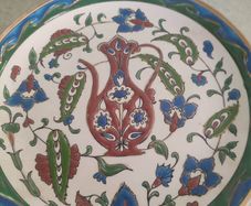 Handmade Hanging PLATE Manousakis Keramik Rodos Floral Vintage Plate from Greece
