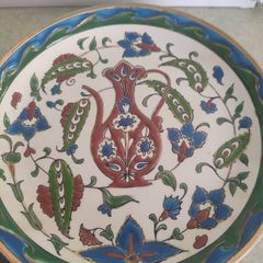 Handmade Hanging PLATE Manousakis Keramik Rodos Floral Vintage Plate from Greece