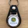 Brand new synthetic leather John Deere key ring with shopping trolley token/coin Image 2
