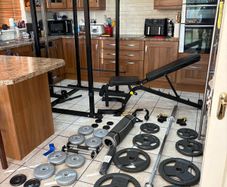 Beautiful Olympic Power Rack + Full Size Integrated Cable System, Olympic Weight, Dumbbells, Bench +