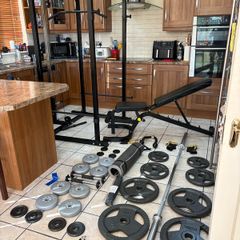 Beautiful Olympic Power Rack + Full Size Integrated Cable System, Olympic Weight, Dumbbells, Bench +