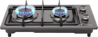 2 Burner Gas Stove (3KW+1.75KW) Portable Outdoor Camping Stove for LPG/Natural Gas