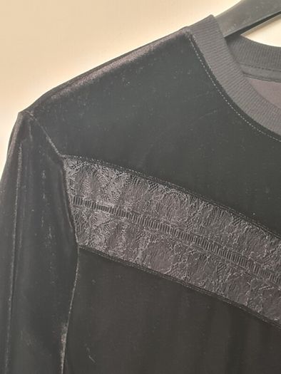 womens RALPH LAUREN black velvet sweater jumper blouse Size medium