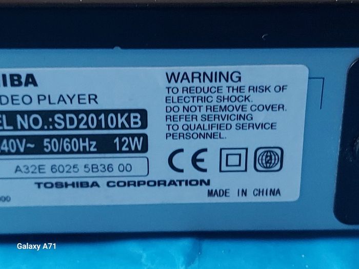 Toshiba DVD Video Player, Model SD2010KB, in excellent condition, no remote