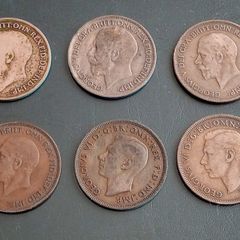 UK One Penny Coins (6 coins)