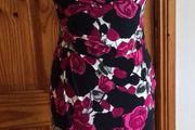 Phase Eight Ladies Black and Cerise Pink Floral Ocassion Dress Size 12 including postage