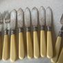 Vintage Set 1960's 6 Etched Fish Knives& 6 Forks stamped JTS @ EP Image 5