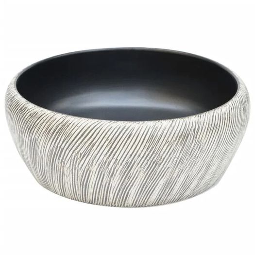 Countertop Basin Black and Grey Round 41x14 cm Ceramic