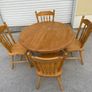 Round pine table & chairs Image 2