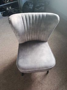 Grey Plush Velvet Chair