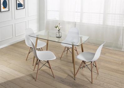Modern Nordic Dining Set + 4 chairs  white