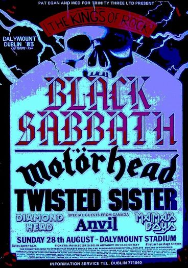 Black Sabbath vintage concert poster Dalymount Stadium Dublin Ireland 1983 Replica