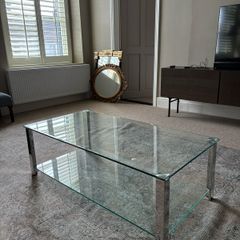 Coach House glass and stainless steel coffee table