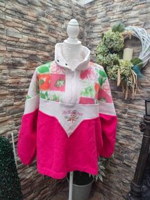 vintage 90s pink and white fleece Medium