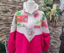 vintage 90s pink and white fleece Medium