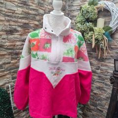 vintage 90s pink and white fleece Medium