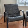 Pair of Vintage 1980s IKEA Polhem Black Leather Armchairs Image 9