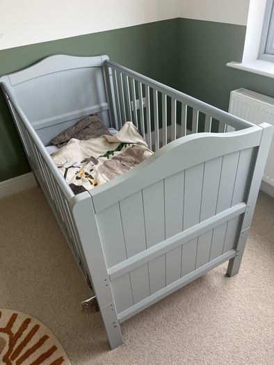 Babylo Ella Cot Bed Grey with mattress
