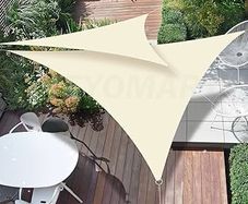 Sun Shade Sail Waterproof Outdoor Garden Patio Party Sunscreen Awning 2x2x2m Triangle Canopy 98% UV Block with Free Rope, Cream