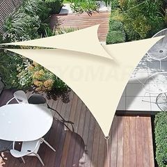 Sun Shade Sail Waterproof Outdoor Garden Patio Party Sunscreen Awning 2x2x2m Triangle Canopy 98% UV Block with Free Rope, Cream